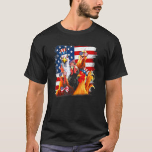 Hühner Amerikanische Flagge 4. Juli Unabhängigkeit T-Shirt