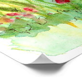 Hühner Aquarellmalerei Hen Rooster Kunst Poster (Ecke)