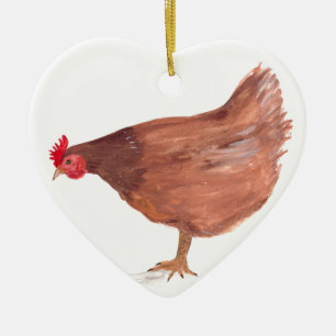 Hühner Aquarellmalerei Henne Bauernhof Landwirt Keramik Ornament