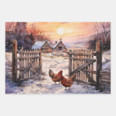 Hühner auf dem alten, gepflegten Bauernhof Geschenkpapier Set (Vorderseite 3)