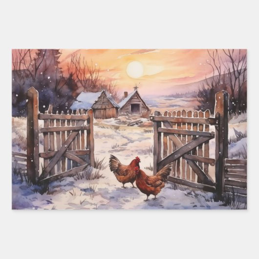 Hühner auf dem alten, gepflegten Bauernhof Geschenkpapier Set (Vorderseite 3)
