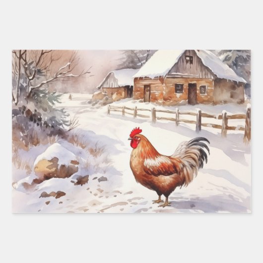Hühner auf dem alten, gepflegten Bauernhof Geschenkpapier Set (Vorderseite 2)