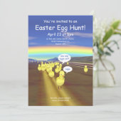 Hühner auf der Ostereierjagd Einladung (Stehend Vorderseite)