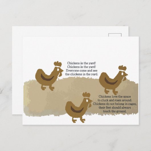 Hühner auf der Postkarte (Vorne/Hinten)