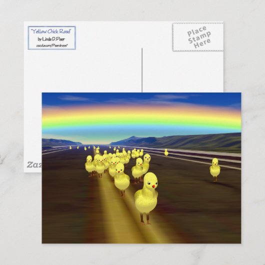 Hühner auf der Straße Postkarte (Vorne/Hinten)
