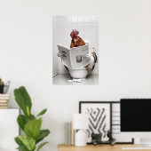 Hühner auf der Toilette lesen eine Zeitung Poster (Heimbüro)