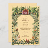 Hühner auf der zauberhaften Dusche des Bauernhofs Einladung (Vorne/Hinten)