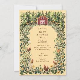 Hühner auf der zauberhaften Dusche des Bauernhofs Einladung