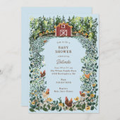 Hühner auf der zauberhaften Dusche des Bauernhofs Einladung (Vorne/Hinten)