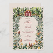 Hühner auf der zauberhaften Dusche des Bauernhofs Einladung (Vorne/Hinten)