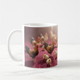 Hühner auf dunkelrotem Hintergrund Kaffeetasse