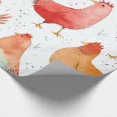 Hühner auf einem Bauernhof Geschenkpapier (Ecke)