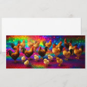 Hühner auf einem Regenbogenhintergrund Einladung (Vorne/Hinten)