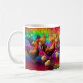Hühner auf einem Regenbogenhintergrund   Kaffeetasse (Links)