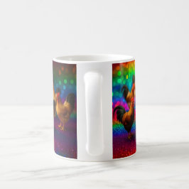 Hühner auf einem Regenbogenhintergrund Kaffeetasse