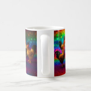 Hühner auf einem Regenbogenhintergrund   Kaffeetasse