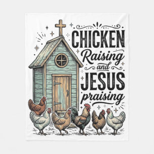 Hühner aufziehendes Jesus preisendes Vintage-Farm- Fleecedecke