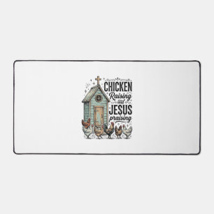 Hühner aufziehendes Jesus preisendes Vintage-Farm- Schreibtischunterlage