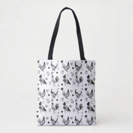 Hühner aus niedlichem Schwarz und Weiß, Cartoon Tasche