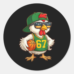 Hühner Basketball 67 Gen Alpha Slang Srts Männer J Runder Aufkleber