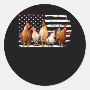 Hühner Bauer Cool USA Flaggenunabhängigkeit Geflüg Runder Aufkleber