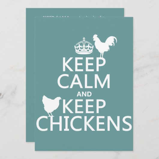 Hühner Behalten und Behalten (Hintergrundfarbe) Einladung (Vorne/Hinten)