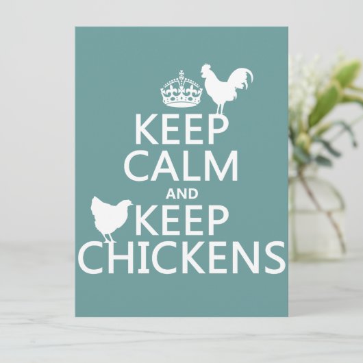Hühner Behalten und Behalten (Hintergrundfarbe) Einladung (Stehend Vorderseite)