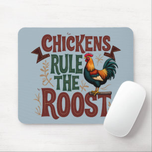 Hühner beherrschen die rustikale Farm-Illustration Mousepad