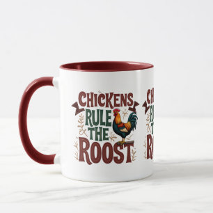 Hühner beherrschen die rustikale Farm-Illustration Tasse