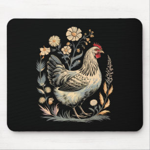 Hühner-Blumen-Kunst-Grafik Frauen Bauernhof Hühner Mousepad