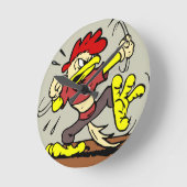 Hühner-Cartoon Runde Wanduhr (Winkel)