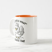 Hühner Comic Funny Angry Ratet Was Rooster Spaß Zweifarbige Tasse (Vorderseite Links)