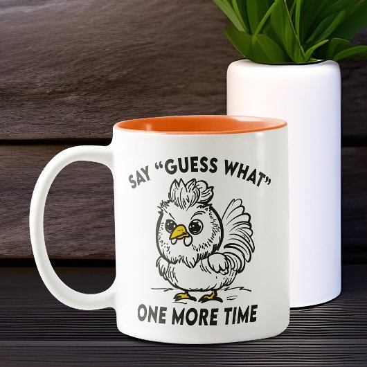 Hühner Comic Funny Angry Ratet Was Rooster Spaß Zweifarbige Tasse