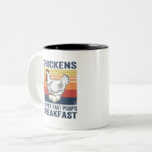 Hühner das Haustier, das das Frühstück kacke Zweifarbige Tasse (Vorderseite Links)