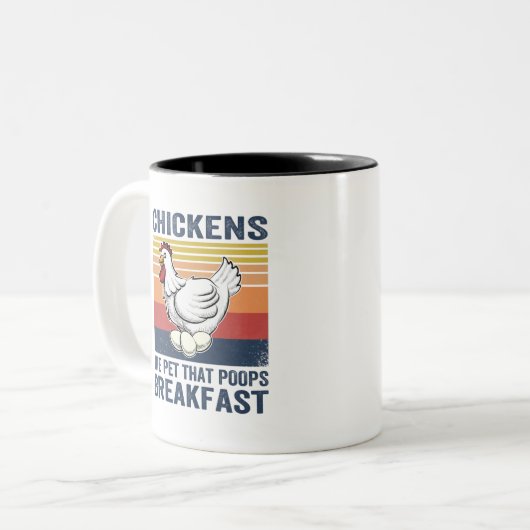 Hühner das Haustier, das das Frühstück kacke Zweifarbige Tasse (Vorderseite Links)