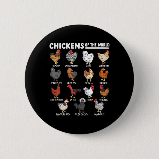 Hühner der Welt Farm Tierliebhaber Bildung Button (Vorderseite)