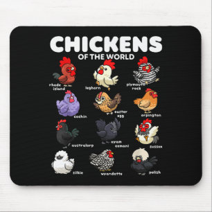 Hühner der Welt Lustige Cartoon-Huhnrassen Mousepad