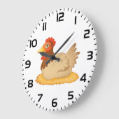Hühner, die auf Niedlichen Nestbaum sitzen Große Wanduhr (Winkel)