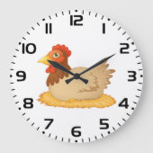Hühner, die auf Niedlichen Nestbaum sitzen Große Wanduhr (Vorderseite)