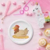 Hühner, die auf Niedlichen Nestbaum sitzen Pappteller (Party)