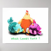 Hühner, die Eier zum Hatch Poster Fun Gewartet hab (Vorne)