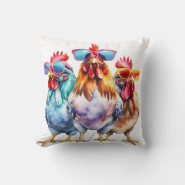 Hühner, die eine große Sonnenbrille tragen Kissen