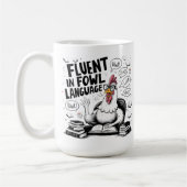 Hühner, die fließend in der Sprache der Hühner spr Kaffeetasse (Links)