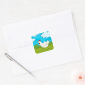 Hühner, die in einem Feldkleber laufen Quadratischer Aufkleber