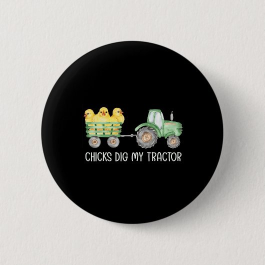 Hühner, die mein Traktor-Hühnchen-Ostereier bettel Button (Vorderseite)
