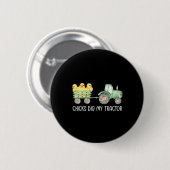 Hühner, die mein Traktor-Hühnchen-Ostereier bettel Button (Vorne & Hinten)