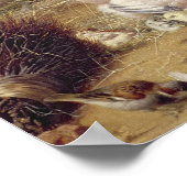 Hühner, die mit ihren Hühnern wurzeln Poster (Ecke)