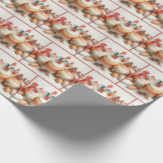 Hühner, die Perlhühner tragen Geschenkpapier (Ecke)