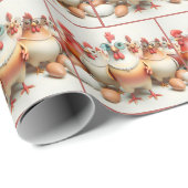 Hühner, die Perlhühner tragen Geschenkpapier (Rolleneckpunkt)