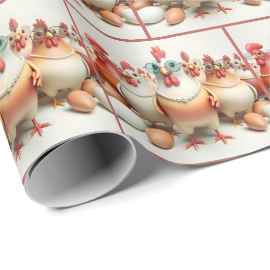 Hühner, die Perlhühner tragen Geschenkpapier (Rolleneckpunkt)